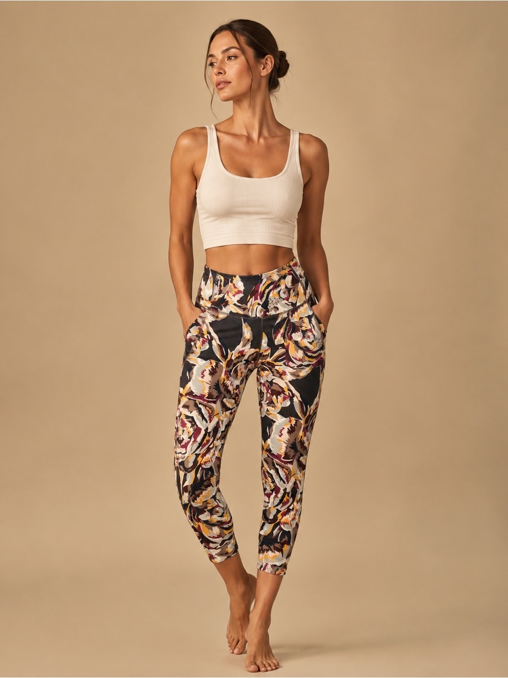 Printed High-Waist Jogger Pants in Multi Floral